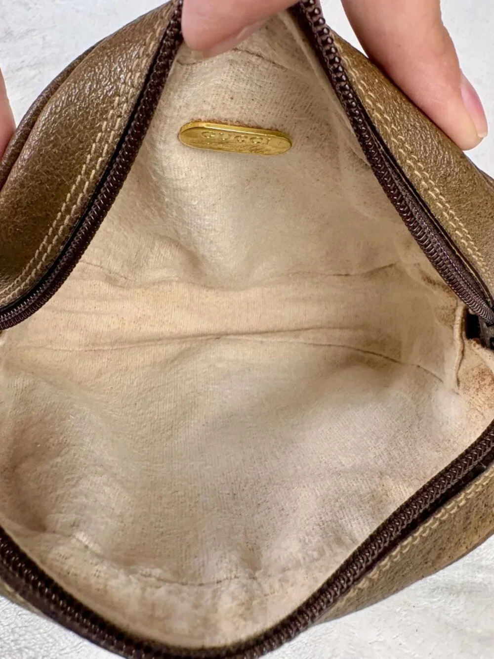 Gucci Plus GG Supreme Mini Crossbody in Monogram Coated Canvas and Leather Trim